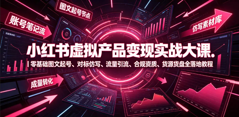 小红书虚拟产品变现实战大课｜零基础图文起号、对标仿写、流量引流、合规资质、货源货盘全落地教程-心思维创富网_网上创业教程_网络创业项目