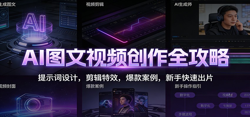 AI图文视频创作全攻略：提示词设计，剪辑特效，爆款案例，新手快速出片-心思维创富网_网上创业教程_网络创业项目