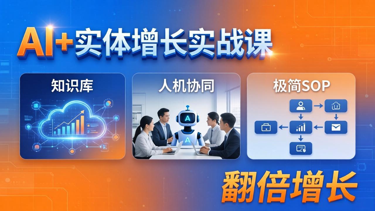 AI+实体增长实战课：知识库+人机协同+极简SOP，助力实体业务翻倍增长-心思维创富网_网上创业教程_网络创业项目
