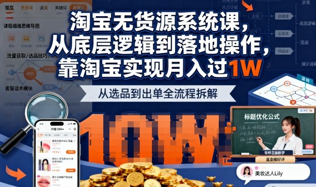 2025最新淘宝无货源系统课，从底层逻辑到落地操作，靠淘宝实现月入过1W-心思维创富网_网上创业教程_网络创业项目