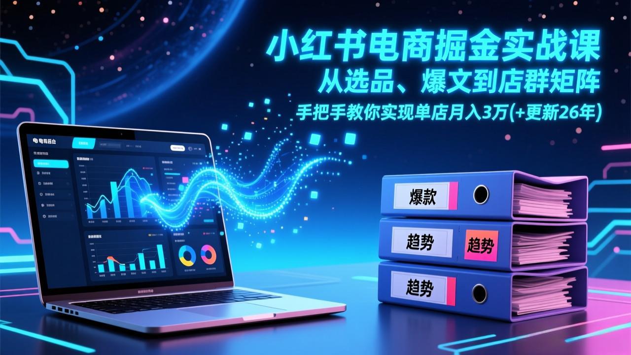 小红书电商掘金实战课，从选品、爆文到店群矩阵，手把手教你实现单店月入3万+(更新26年-心思维创富网_网上创业教程_网络创业项目