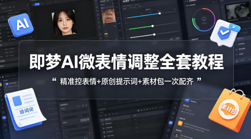 即梦AI微表情调整全套教程，精准控表情+原创提示词+素材包一次配齐-心思维创富网_网上创业教程_网络创业项目