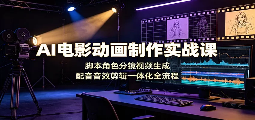 AI电影动画制作实战课：脚本角色分镜视频生成，配音音效剪辑一体化全流程-心思维创富网_网上创业教程_网络创业项目
