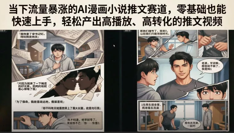 当下流量暴涨的AI漫画小说推文赛道，零基础也能快速上手，轻松产出高播放、高转化的推文视频-心思维创富网_网上创业教程_网络创业项目