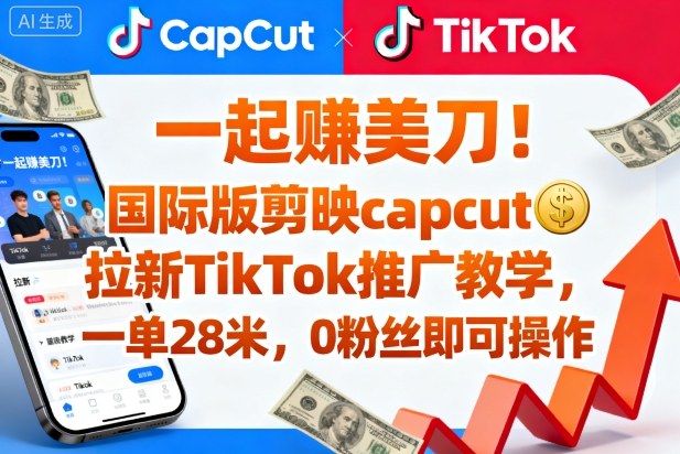 一起賺美刀！国际版剪映capcut拉新TikTok推广教学，一单28米，0粉丝即可操作(附推广入口和教学)-心思维创富网_网上创业教程_网络创业项目