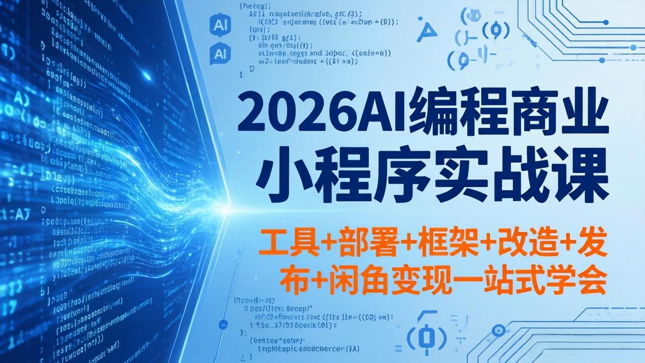 2026AI编程商业小程序实战课，工具+部署+框架+改造+发布+闲鱼变现一站式学会-心思维创富网_网上创业教程_网络创业项目