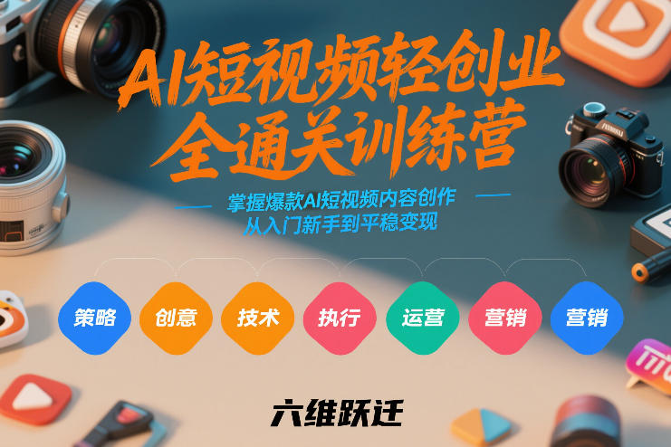 AI短视频轻创业全通关训练营，掌握爆款AI短视频内容创作，从入门新手到平稳变现的六维跃迁-心思维创富网_网上创业教程_网络创业项目
