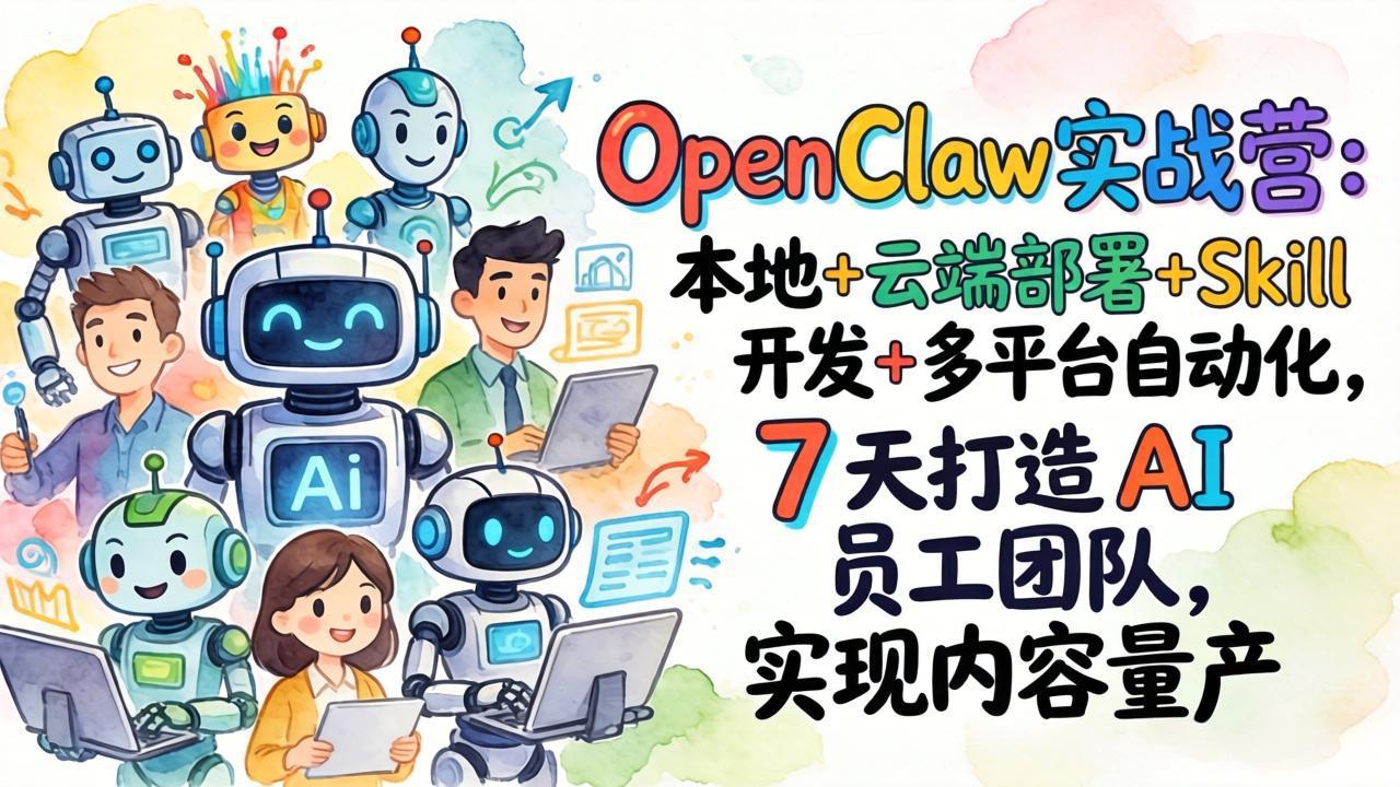 OpenClaw实战营：本地+云端部署+Skill开发+多平台自动化，7 天打造 AI 员工团队，实现内容量产-心思维创富网_网上创业教程_网络创业项目