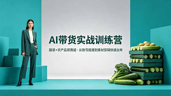 AI带货实战训练营，服装+农产品双赛道，从账号搭建到素材剪辑快速出单-心思维创富网_网上创业教程_网络创业项目