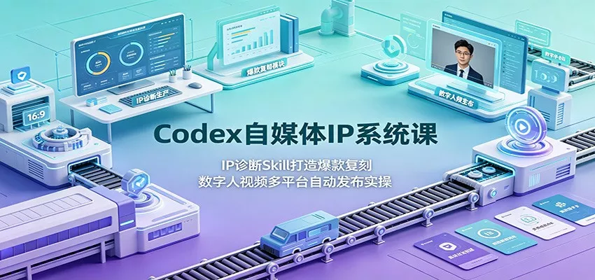 Codex自媒体IP系统课：IP诊断Skill打造爆款复刻，数字人视频多平台自动发布实操-心思维创富网_网上创业教程_网络创业项目