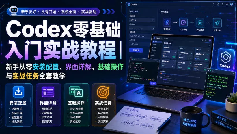 Codex零基础入门实战教程｜新手从零安装配置、界面详解、基础操作与实战任务全套教学-心思维创富网_网上创业教程_网络创业项目