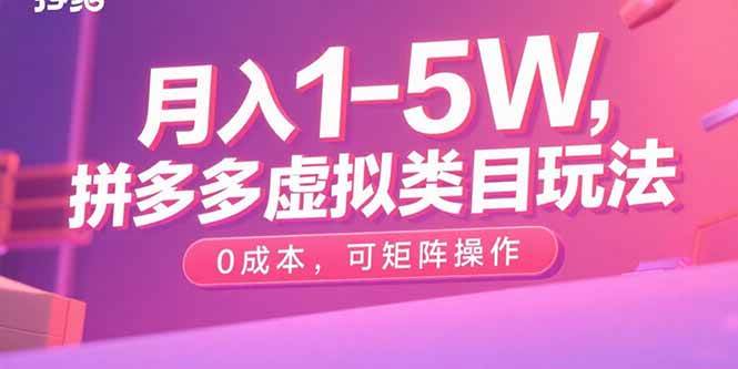 （15903期）月入1-5W，拼多多虚拟类目玩法，0成本，可矩阵操作-心思维创富网_网上创业教程_网络创业项目
