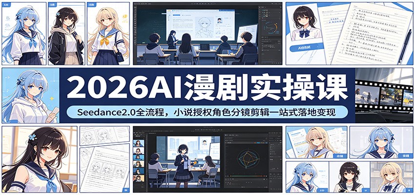2026AI漫剧实操课：Seedance2.0全流程，小说授权角色分镜剪辑一站式落地变现-心思维创富网_网上创业教程_网络创业项目