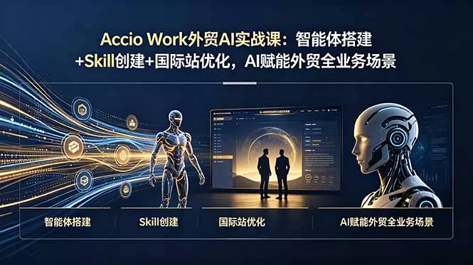 Accio Work外贸AI实战课：智能体搭建+Skill创建+国际站优化，AI赋能外贸全业务场景-心思维创富网_网上创业教程_网络创业项目