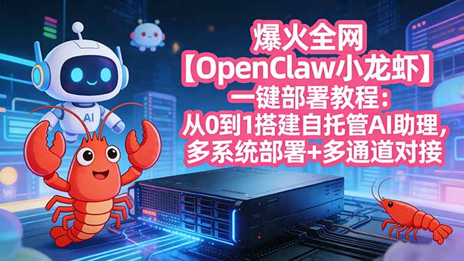 爆火全网【OpenClaw 小龙虾】一键部署教程：从0到1搭建自托管AI助理，多系统部署+多通道对接-心思维创富网_网上创业教程_网络创业项目