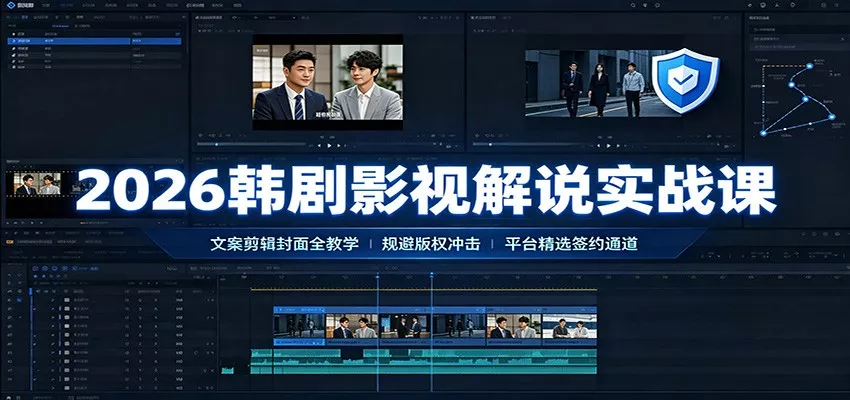 2026韩剧影视解说实战课：文案剪辑封面全教学，规避版权冲击平台精选签约通道-心思维创富网_网上创业教程_网络创业项目