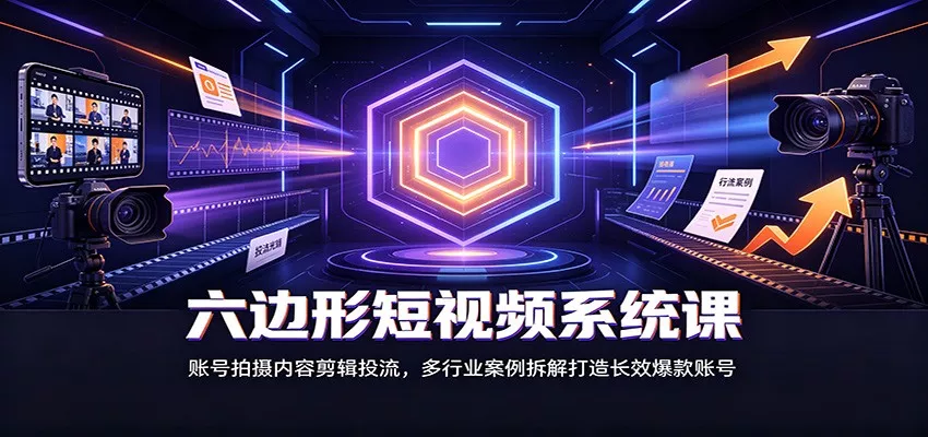 六边形短视频系统课：账号拍摄内容剪辑投流，多行业案例拆解打造长效爆款账号-心思维创富网_网上创业教程_网络创业项目