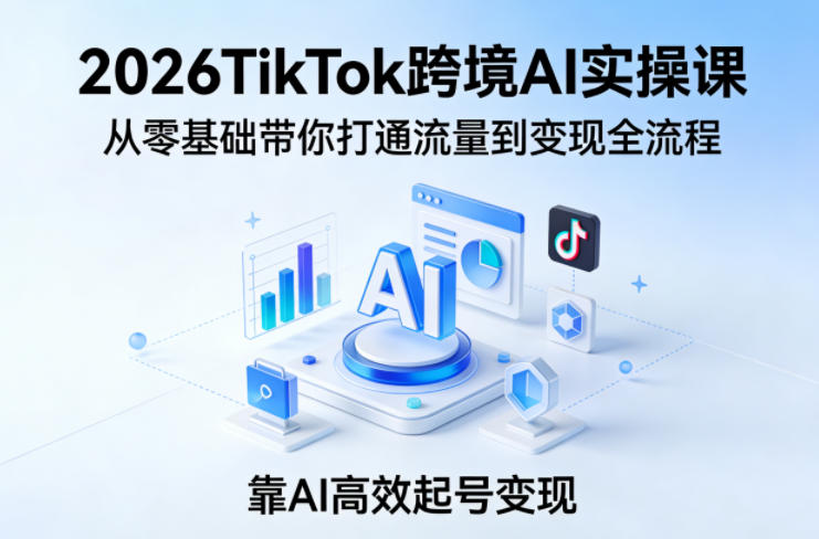2026TikTok跨境AI实操课，从零基础带你打通流量到变现全流程，靠AI高效起号变现-心思维创富网_网上创业教程_网络创业项目