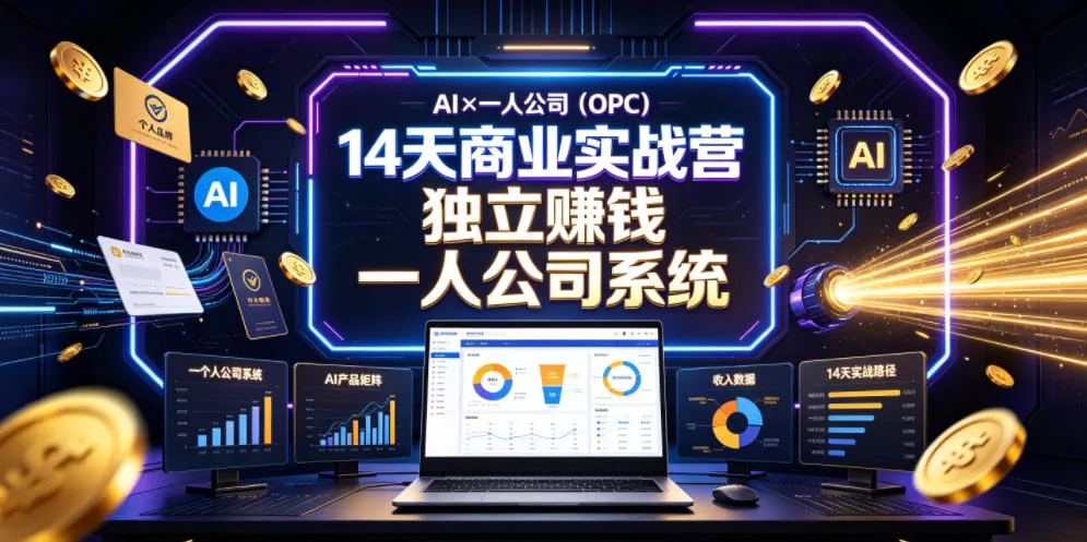 AI×一人公司(OPC)14天商业实战营，用AI帮你搭建一个属于你自己的、能独立賺钱的一人公司系统-心思维创富网_网上创业教程_网络创业项目