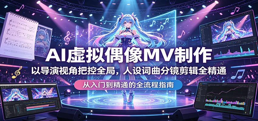 AI虚拟偶像MV制作：以导演视角把控全局，人设词曲分镜剪辑全精通-心思维创富网_网上创业教程_网络创业项目