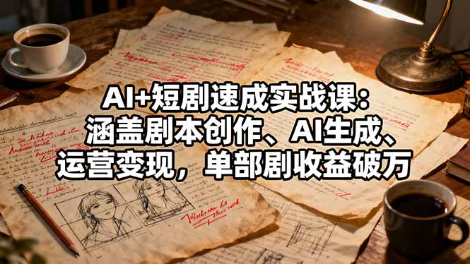 AI+短剧速成实战课：涵盖剧本创作、AI生成、运营变现，单部剧收益破万-心思维创富网_网上创业教程_网络创业项目