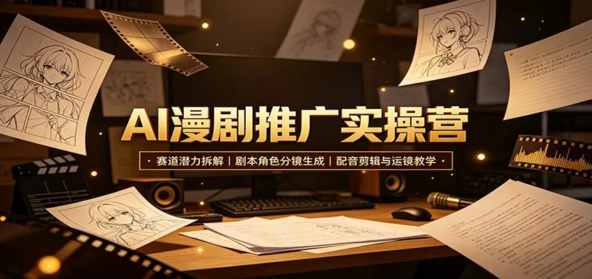 AI漫剧推广实操营：赛道潜力拆解，剧本角色分镜生成，配音剪辑与运镜教学-心思维创富网_网上创业教程_网络创业项目