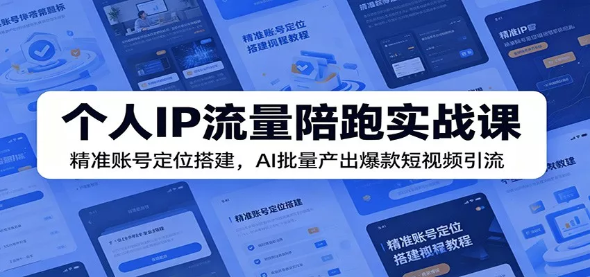个人IP流量陪跑实战课：精准账号定位搭建，AI批量产出爆款短视频引流-心思维创富网_网上创业教程_网络创业项目