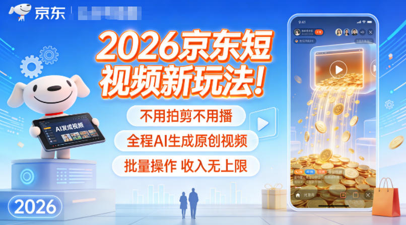 2026京东短视频新玩法！不用拍剪不用播，全程AI生成原创视频，批量操作收入无上限-心思维创富网_网上创业教程_网络创业项目