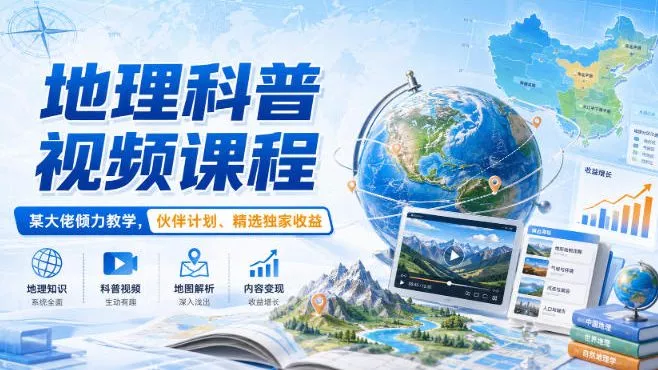 地理科普视频课程，某大佬倾力教学，伙伴计划、精选独家收益-心思维创富网_网上创业教程_网络创业项目