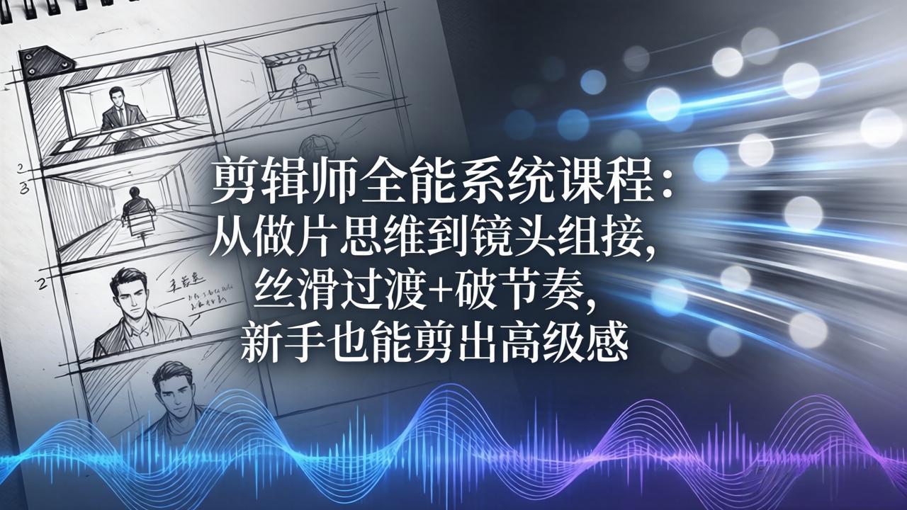 剪辑师全能系统课程：从做片思维到镜头组接，丝滑过渡+破节奏，新手也能剪出高级感-心思维创富网_网上创业教程_网络创业项目