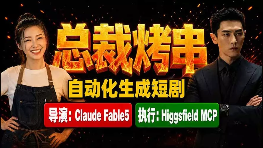 《总裁烤串》真人短剧全自动诞生！Claude Fable5 当导演，Higgsfield MCP 执行！-心思维创富网_网上创业教程_网络创业项目