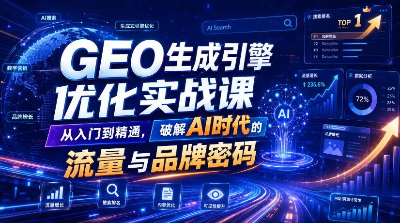 GEO生成引擎优化实战课，从入门到精通，破解AI时代的流量与品牌密码-心思维创富网_网上创业教程_网络创业项目