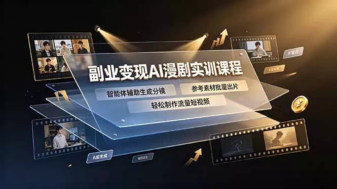 副业变现AI漫剧实训课程，智能体辅助生成分镜，参考素材批量出片，轻松制作流量短视频-心思维创富网_网上创业教程_网络创业项目
