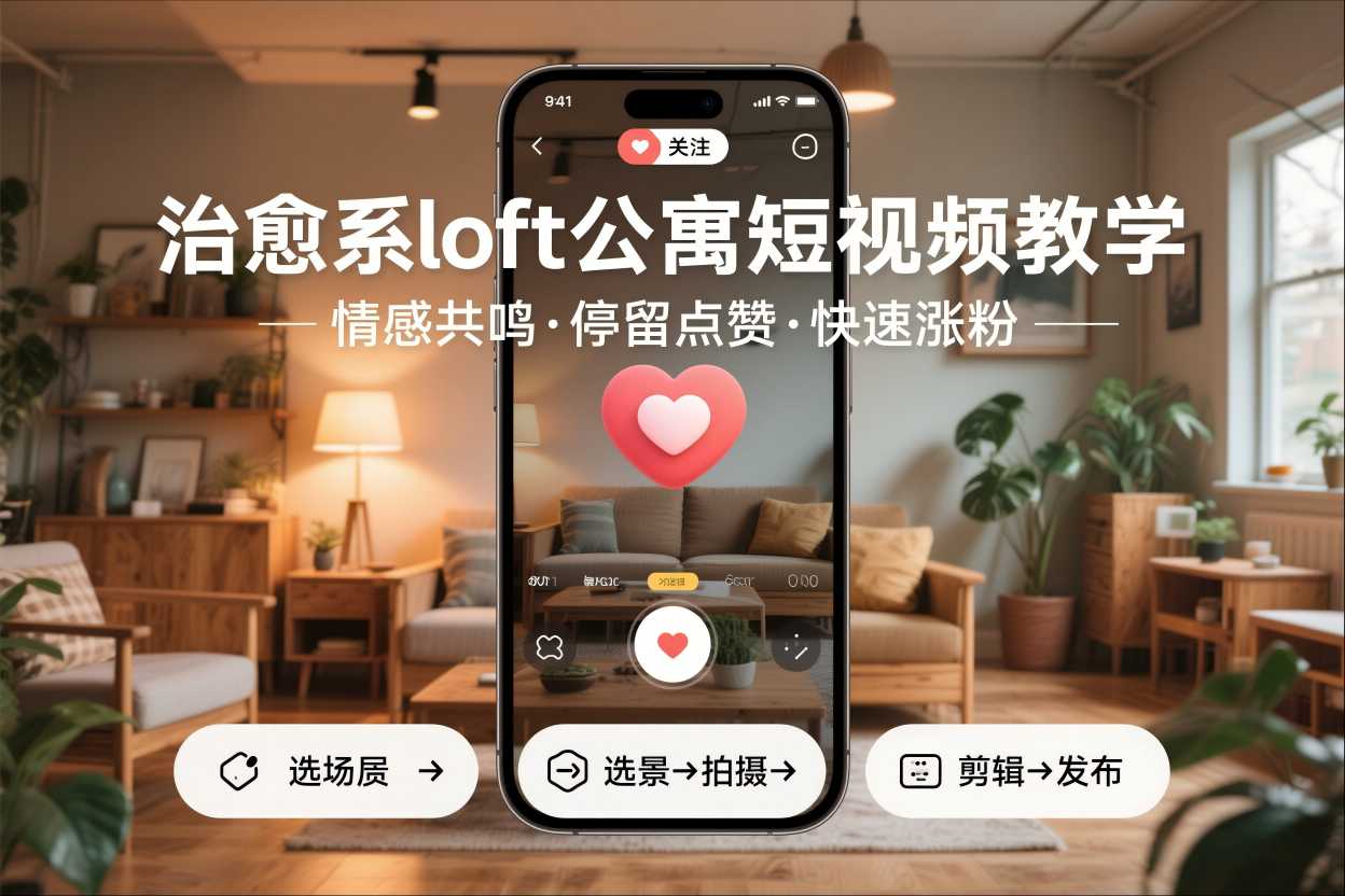 治愈系loft公寓短视频制作教学，情感共鸣引停留点赞关注，快速起号涨粉-心思维创富网_网上创业教程_网络创业项目