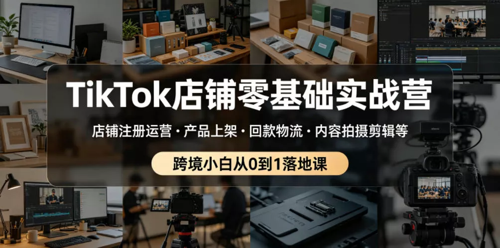 TikTok店铺零基础实战营，店铺注册运营・产品上架・回款物流・内容拍摄剪辑等 ，跨境小白从0到1落地课-心思维创富网_网上创业教程_网络创业项目