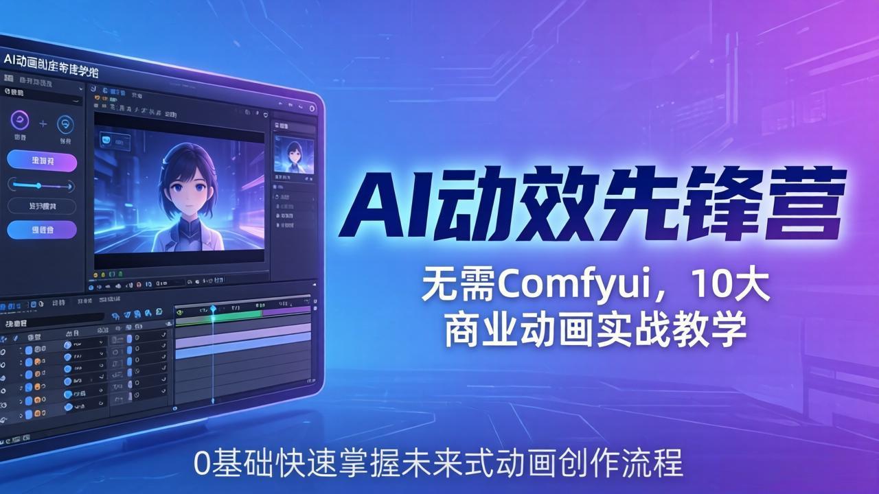 AI 动效先锋营：无需Comfyui，10大商业动画实战教学，0基础快速掌握未来式动画创作流程-心思维创富网_网上创业教程_网络创业项目