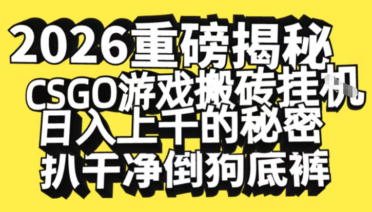 2026开年重磅解密，CSGO游戏搬砖挂G日入1k+的秘密，把倒狗的底裤扒干【揭秘】-心思维创富网_网上创业教程_网络创业项目