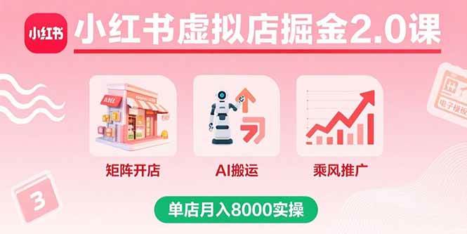 （15929期）小红书虚拟店掘金2.0课，矩阵开店+AI搬运+乘风推广，单店月入8000实操-心思维创富网_网上创业教程_网络创业项目