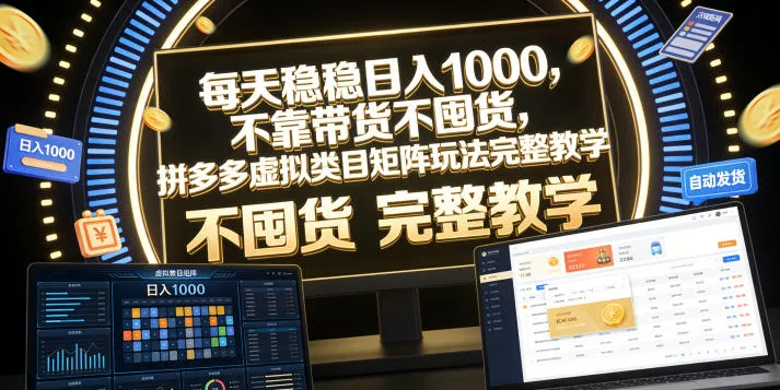 每天稳稳日入1000，不靠带货不囤货，拼多多虚拟类目矩阵玩法完整教学【揭秘】-心思维创富网_网上创业教程_网络创业项目