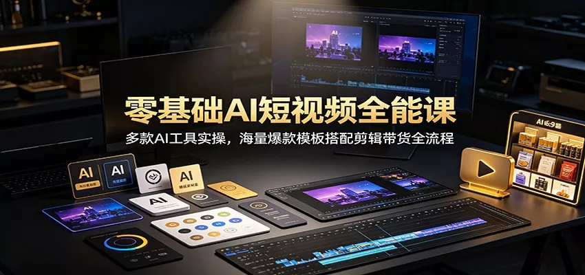 零基础AI短视频全能课：多款AI工具实操，海量爆款模板搭配剪辑带货全流程-心思维创富网_网上创业教程_网络创业项目