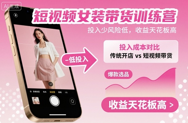 短视频女装带货训练营，投入少风险低，收益天花板高-心思维创富网_网上创业教程_网络创业项目