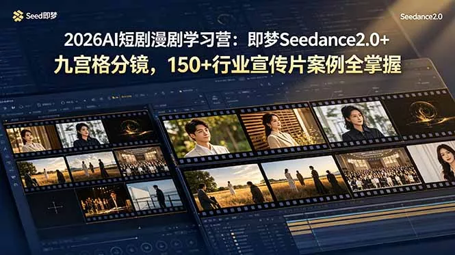 2026AI短剧漫剧学习营：即梦Seedance2.0+九宫格分镜，150+行业宣传片案例全掌握-心思维创富网_网上创业教程_网络创业项目