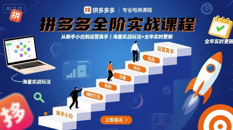 拼多多全阶实战课程，从新手小白到运营高手，海量实战玩法+全年实时更新【2025年10月更新】-心思维创富网_网上创业教程_网络创业项目