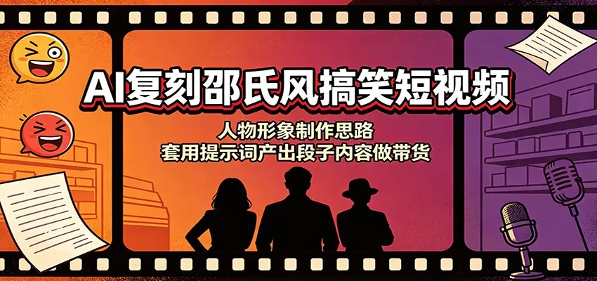 AI复刻邵氏风搞笑短视频：人物形象制作思路，套用提示词产出段子内容做带货-心思维创富网_网上创业教程_网络创业项目