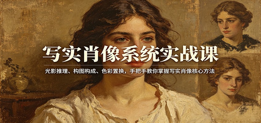 写实肖像系统实战课：光影推理、构图构成、色彩置换，手把手教你掌握写实肖像核心方法-心思维创富网_网上创业教程_网络创业项目