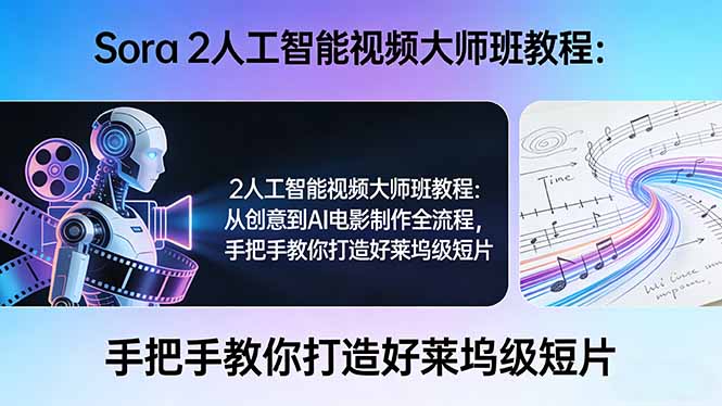 Sora 2人工智能视频大师班教程：从创意到AI电影制作全流程，手把手教你打造好莱坞级短片-心思维创富网_网上创业教程_网络创业项目