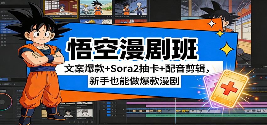 悟空漫剧班：文案爆款+Sora2抽卡+配音剪辑，新手也能做爆款漫剧-心思维创富网_网上创业教程_网络创业项目