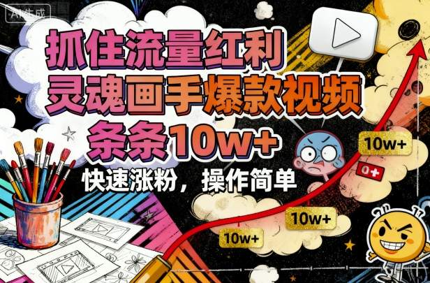 抓住流量红利，灵魂画手爆款视频，条条10w+，快速涨粉，操作简单-心思维创富网_网上创业教程_网络创业项目