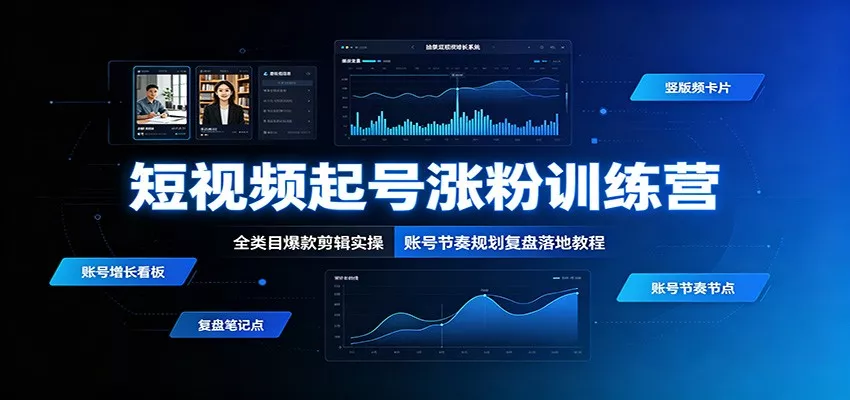 短视频起号涨粉训练营：全类目爆款剪辑实操，账号节奏规划复盘落地教程-心思维创富网_网上创业教程_网络创业项目