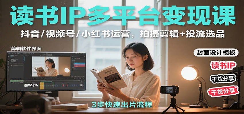 读书IP多平台变现课：抖音/视频号/小红书运营，拍摄剪辑+投流选品-心思维创富网_网上创业教程_网络创业项目